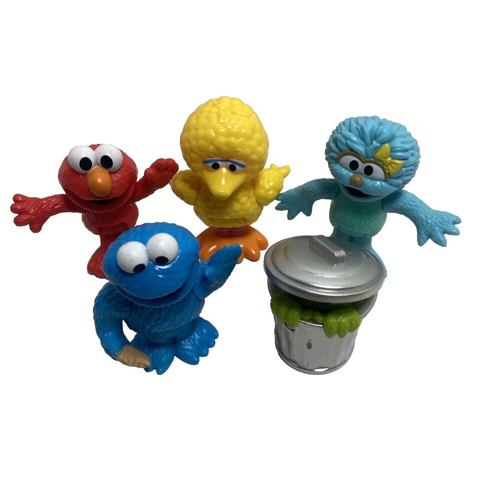 Sesame Street Lot of 5 Hasbro PVC 3" Figures big bird cookie monster Elmo
